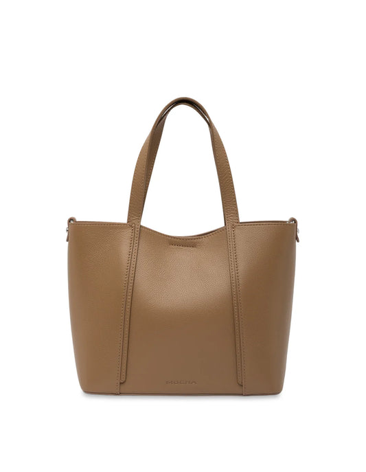 Valerie Leather Small Tote (Tan)