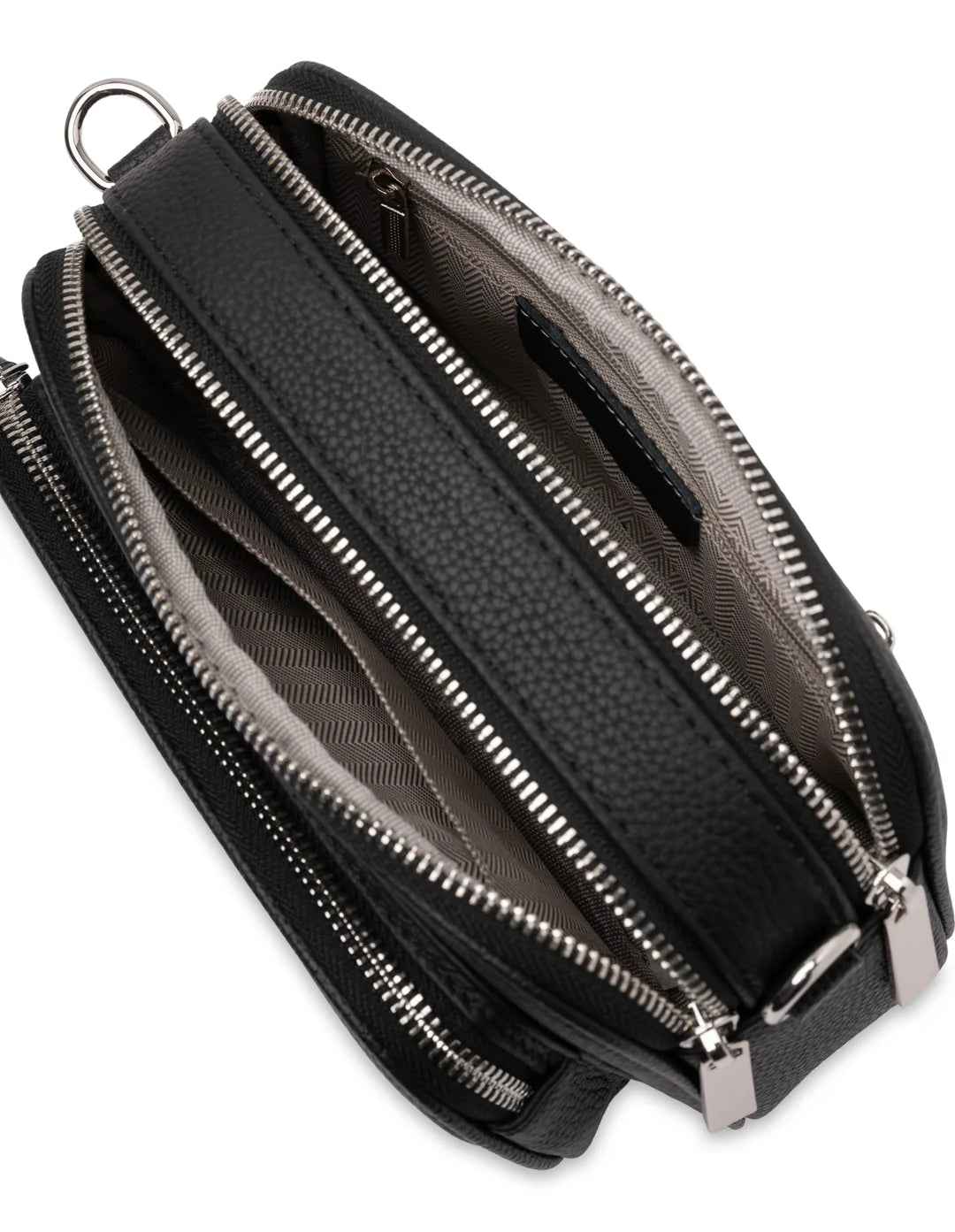 Black Leather Crossbody Bag (Silver Hardware)