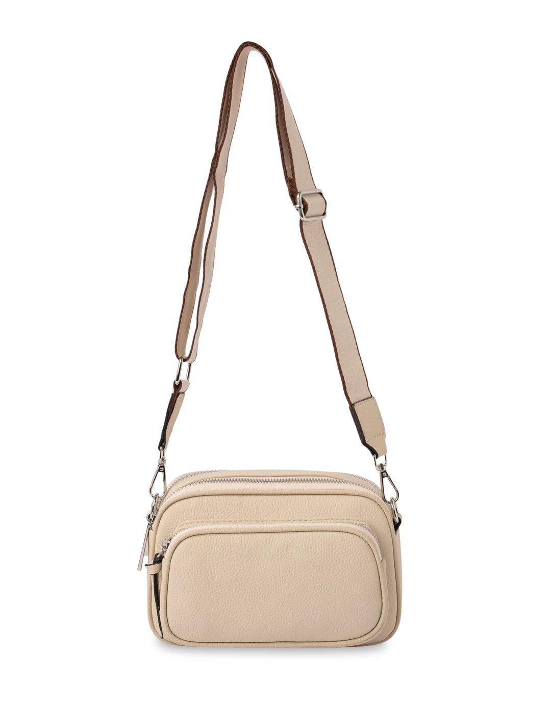 Cream Leather Crossbody Bag (Silver Hardware)