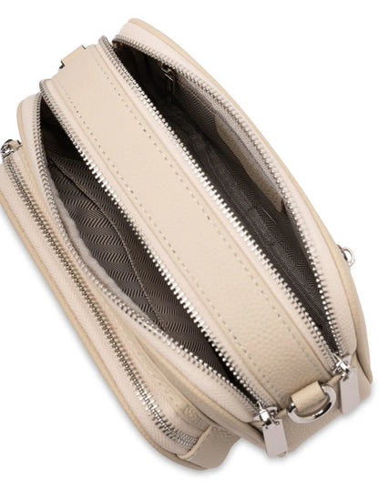 Cream Leather Crossbody Bag (Silver Hardware)