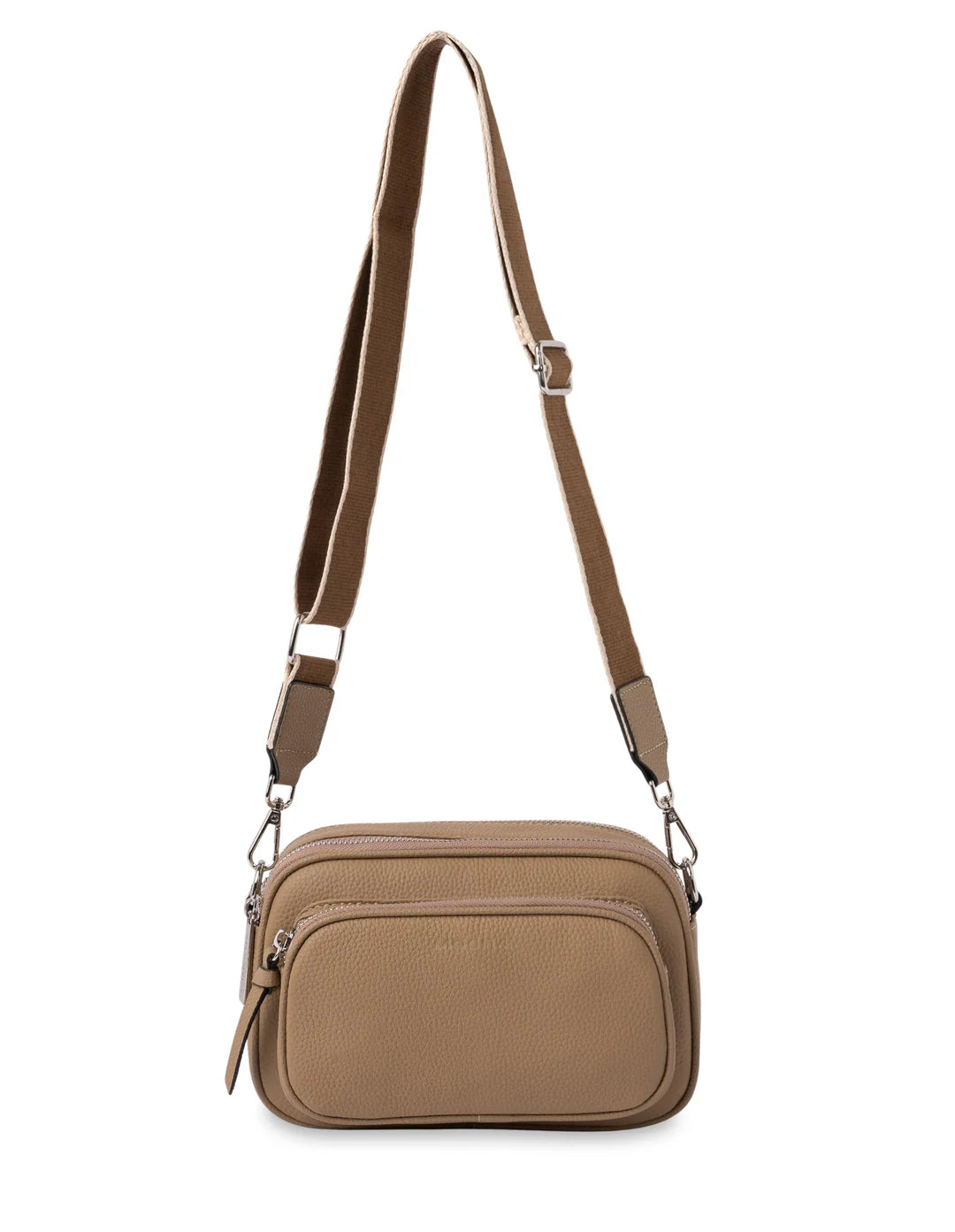 Taupe Leather Crossbody Bag (Silver Hardware)