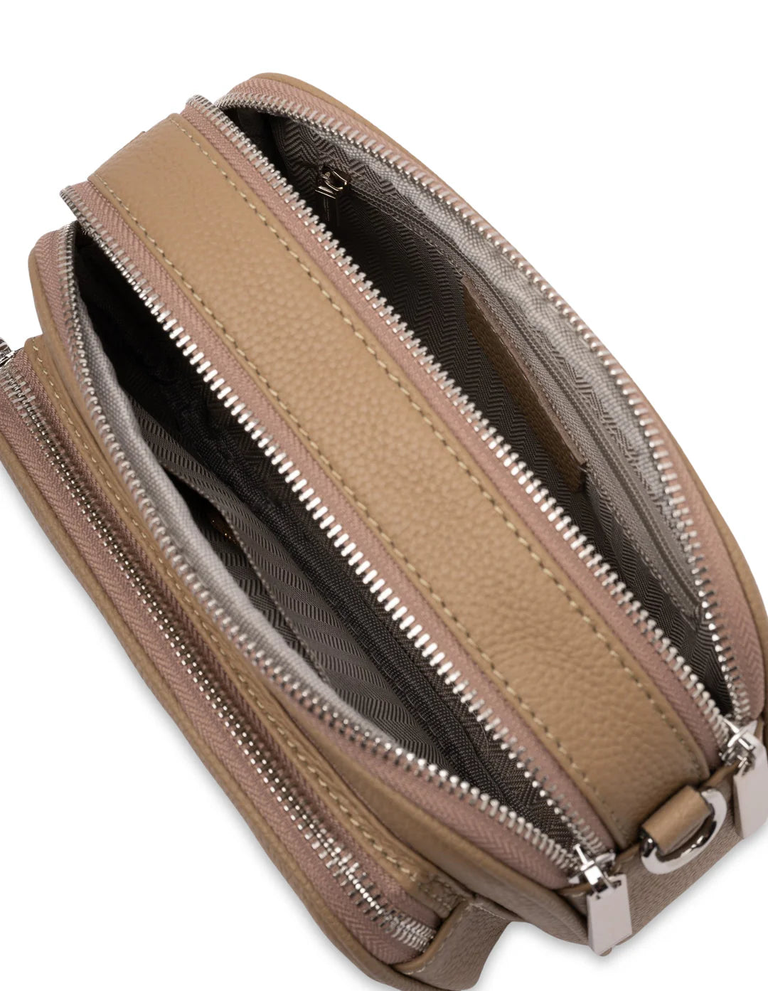 Taupe Leather Crossbody Bag (Silver Hardware)