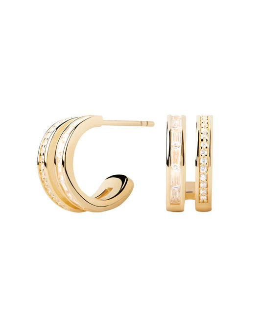 PDPAOLA Bianca Double Band Hoops - Gold