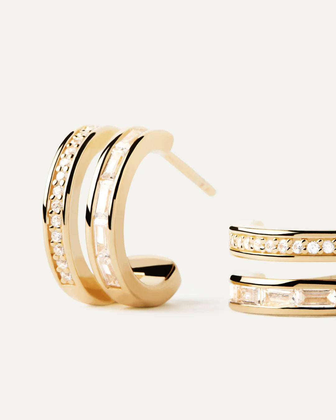 PDPAOLA Bianca Double Band Hoops - Gold