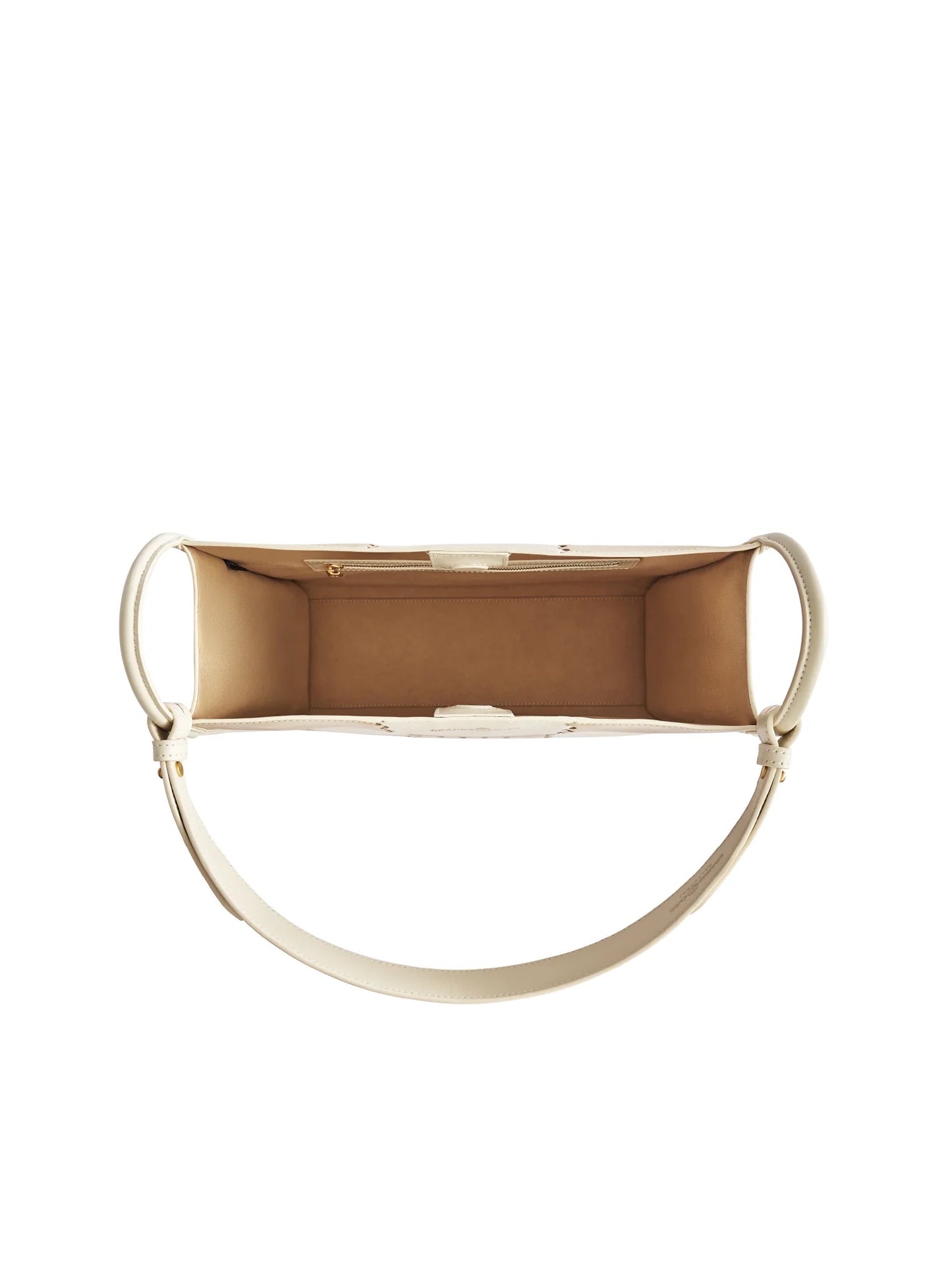 Square Stitch Tote Bag - White/Light Brown