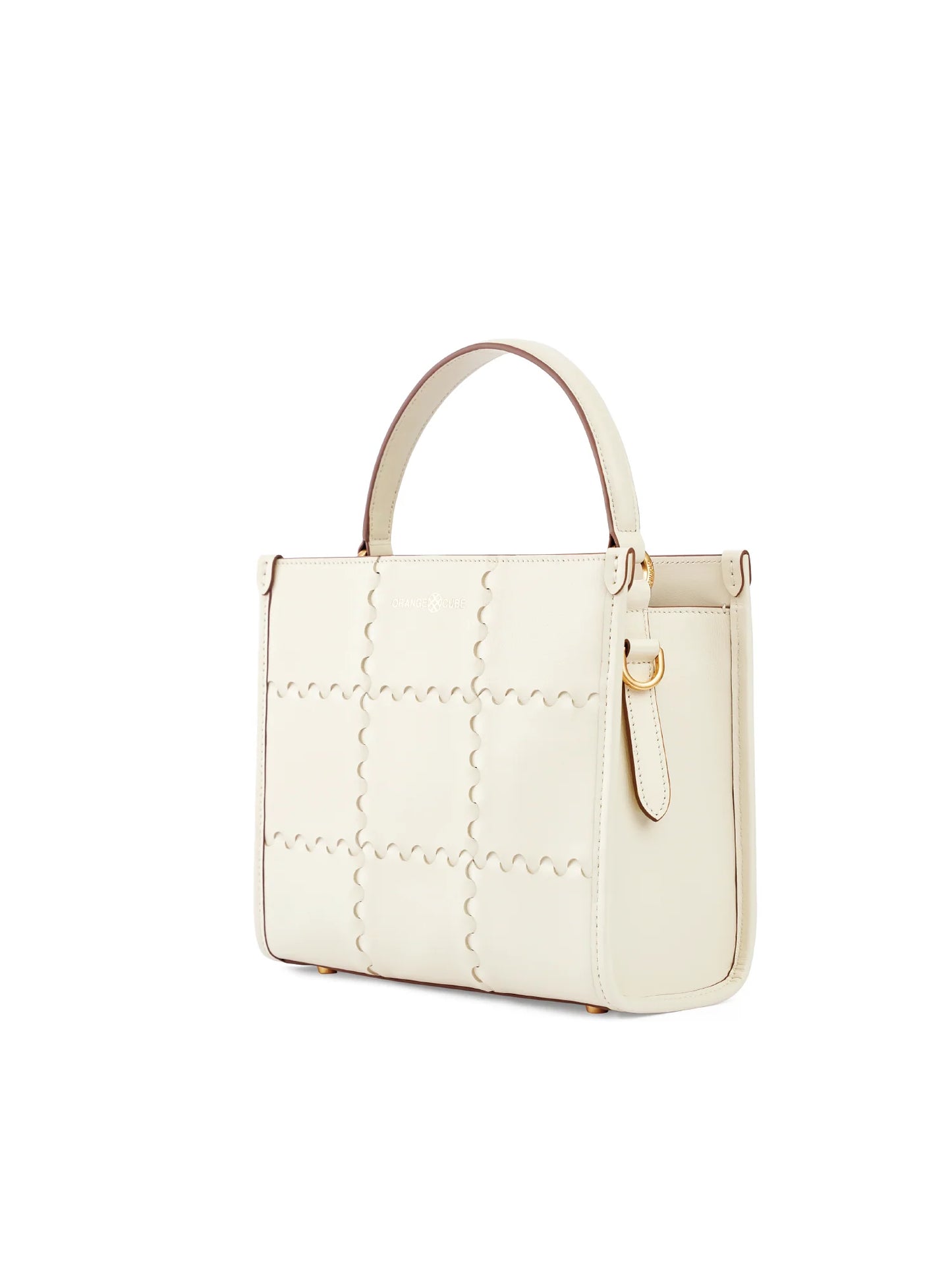 Square Stitch Crossbody Tote Bag - Pearl