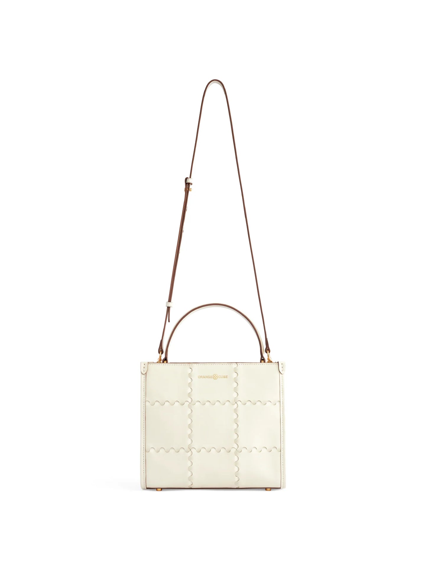 Square Stitch Crossbody Tote Bag - Pearl