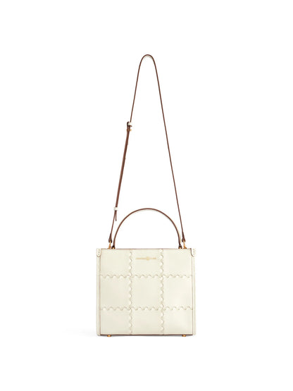 Square Stitch Crossbody Tote Bag - Pearl