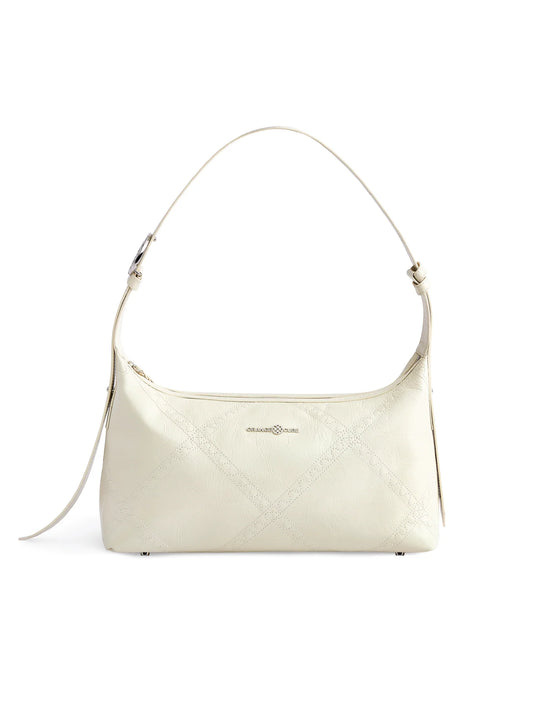 Ruched Shoulder Bag - White