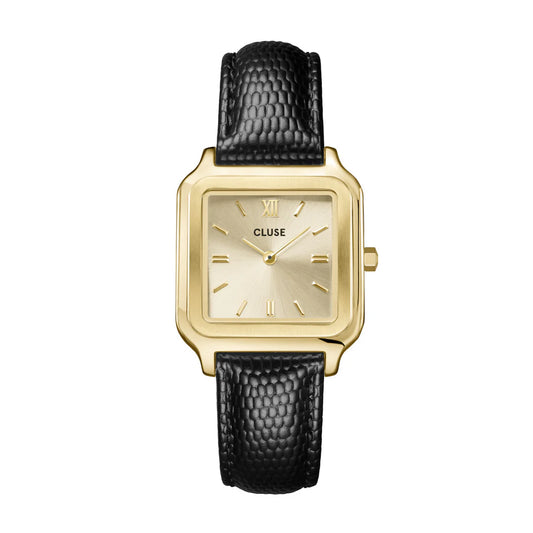 CLUSE Gracieuse Watch Black Lizard Leather - Gold