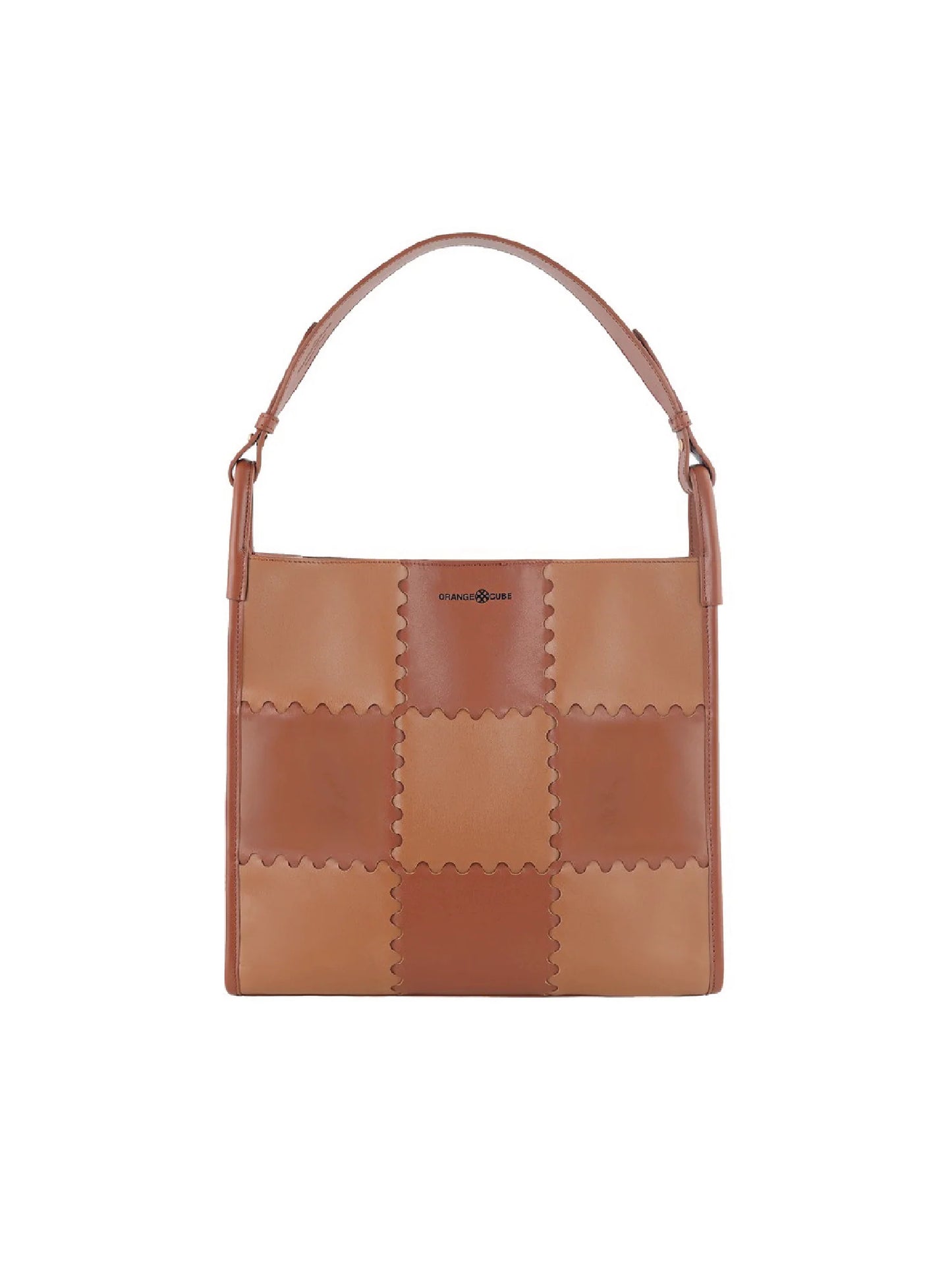 Square Stitch Tote Bag - Brown