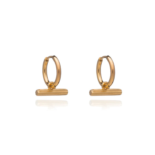 Rachel Jackson Mini T-Bar Huggie Hoop Earrings - Gold